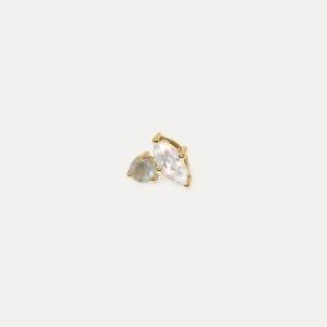 Best STILNEST Mondstein & Grauer Mondstein Joy Ohrstecker Ohrringe - Single | 585 Gold