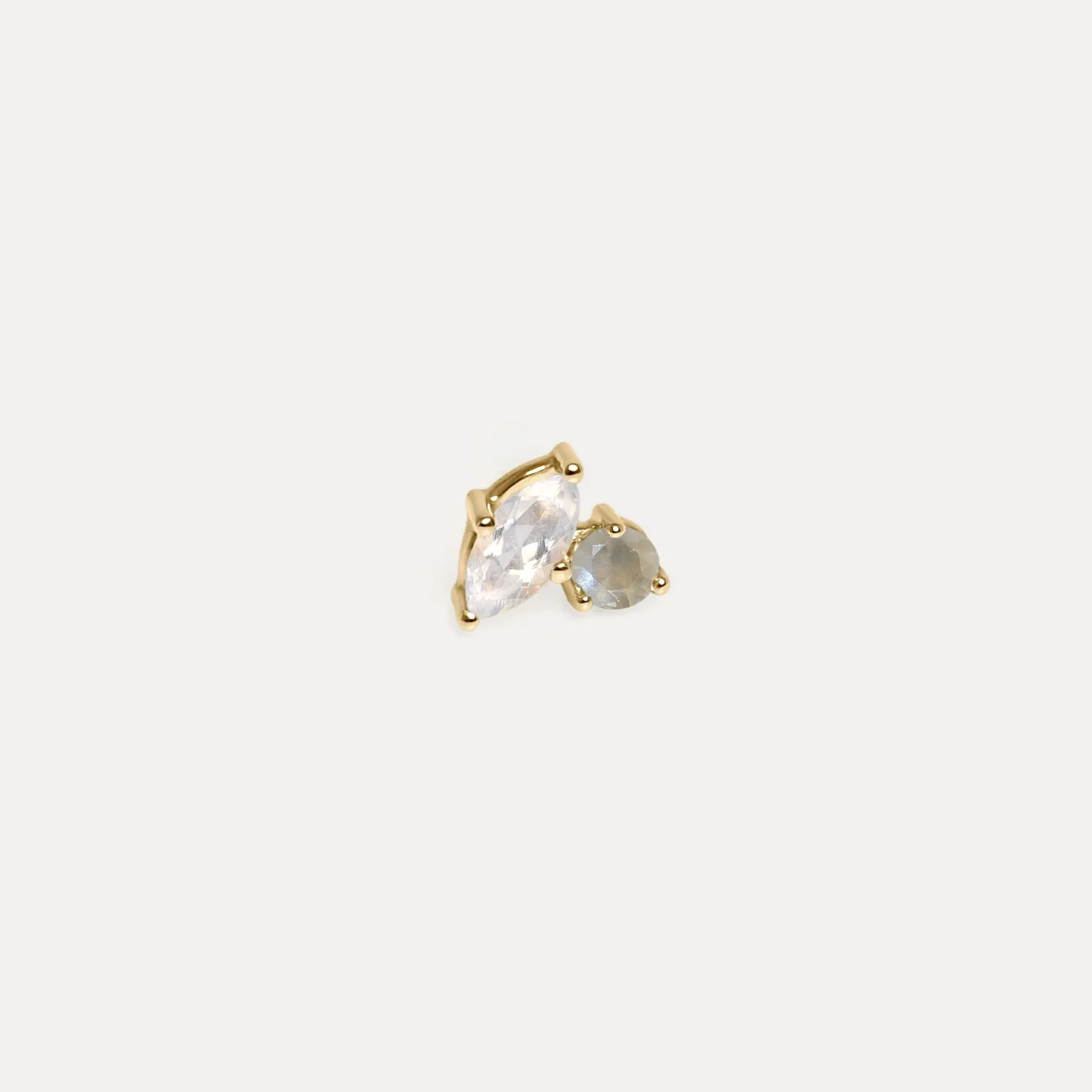 Best STILNEST Mondstein & Grauer Mondstein Joy Ohrstecker Ohrringe - Single | 585 Gold