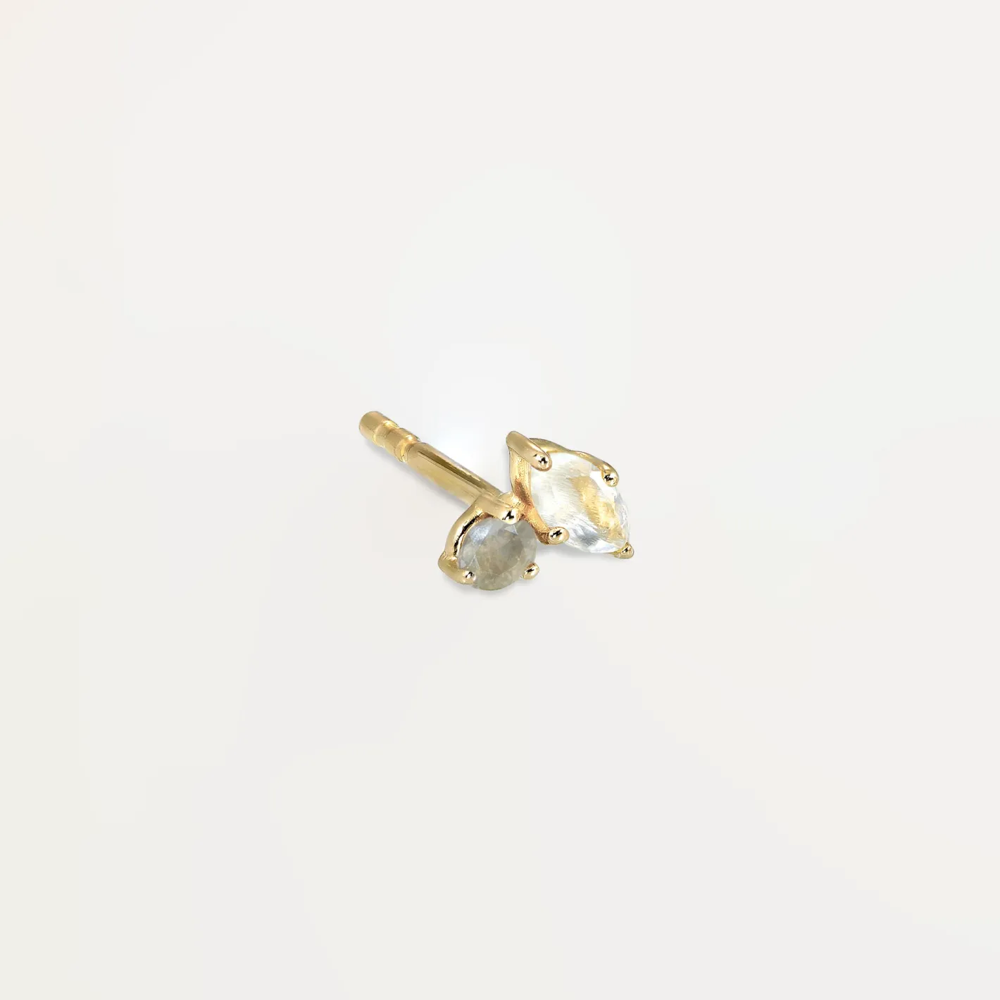 Best STILNEST Mondstein & Grauer Mondstein Joy Ohrstecker Ohrringe - Single | 585 Gold