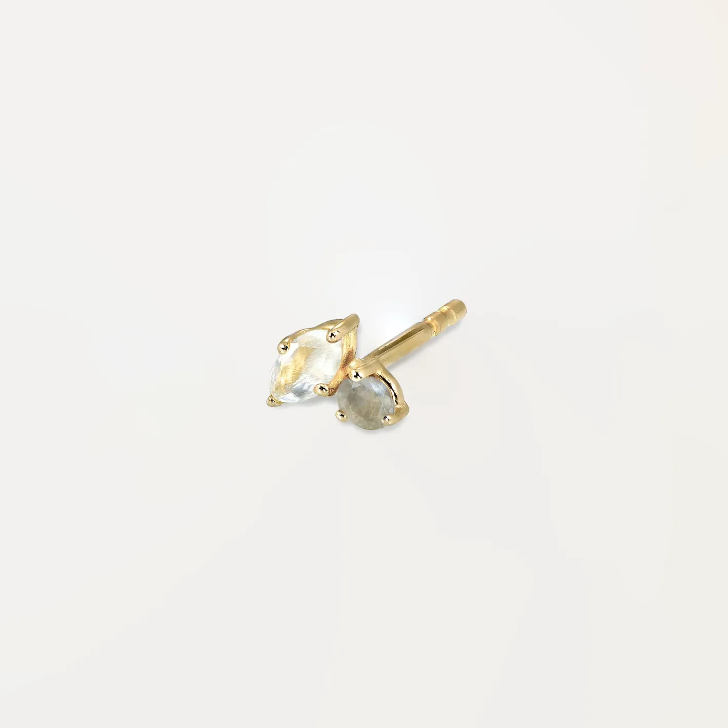 Best STILNEST Mondstein & Grauer Mondstein Joy Ohrstecker Ohrringe - Single | 585 Gold