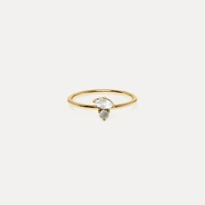 Fashion STILNEST Mondstein & Grauer Mondstein Joy Solitär Ring | 585 Gold