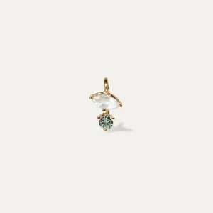 Outlet STILNEST Mondstein & Grüner Saphir Joy Anhänger | 585 Gold