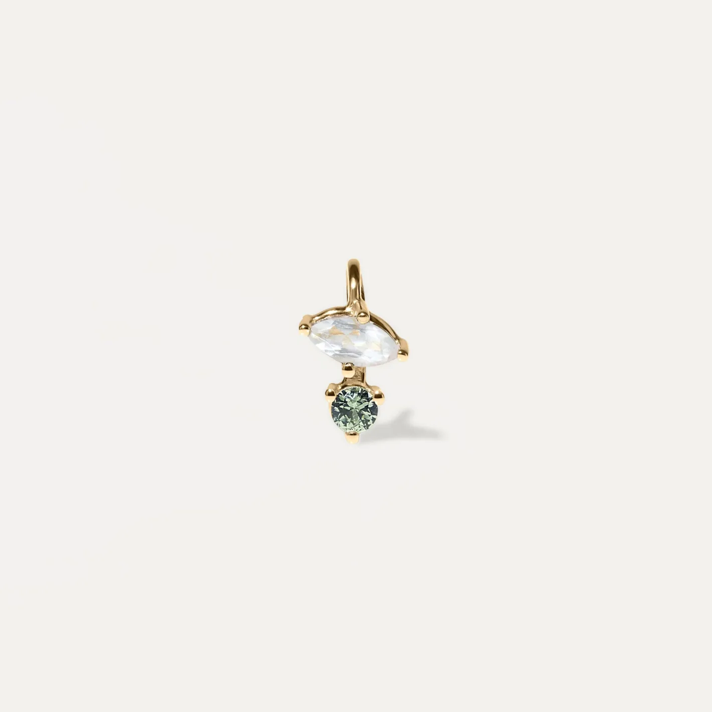 Outlet STILNEST Mondstein & Grüner Saphir Joy Anhänger | 585 Gold