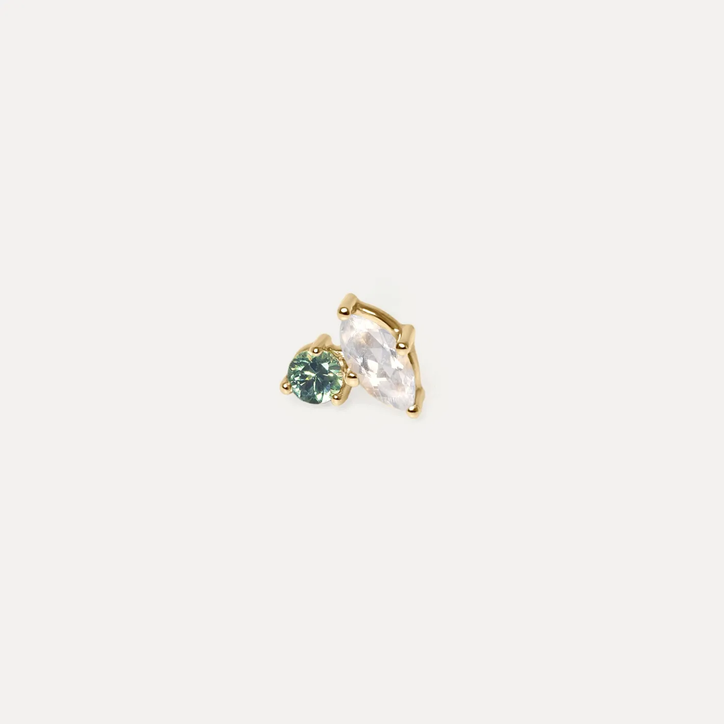 Best Sale STILNEST Mondstein & Grüner Saphir Joy Ohrstecker Ohrringe - Single | 585 Gold