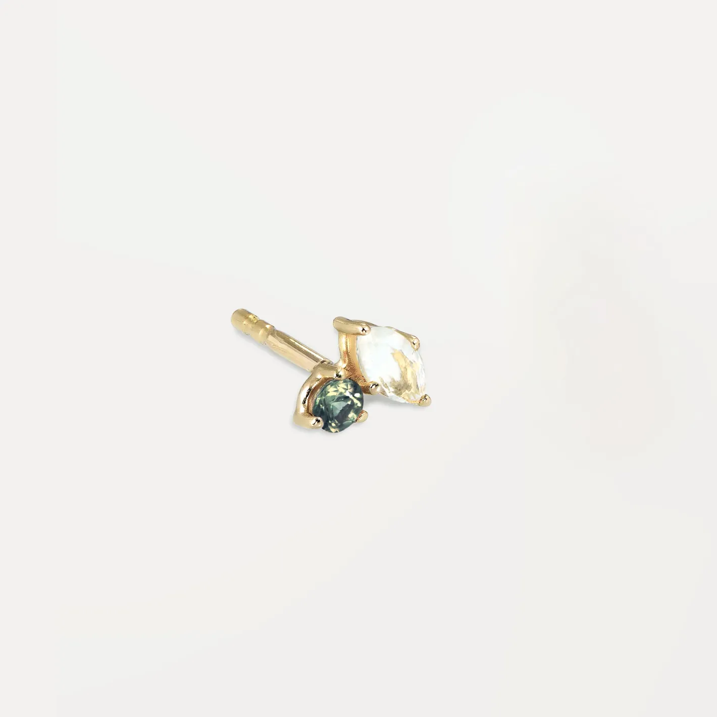 Best Sale STILNEST Mondstein & Grüner Saphir Joy Ohrstecker Ohrringe - Single | 585 Gold