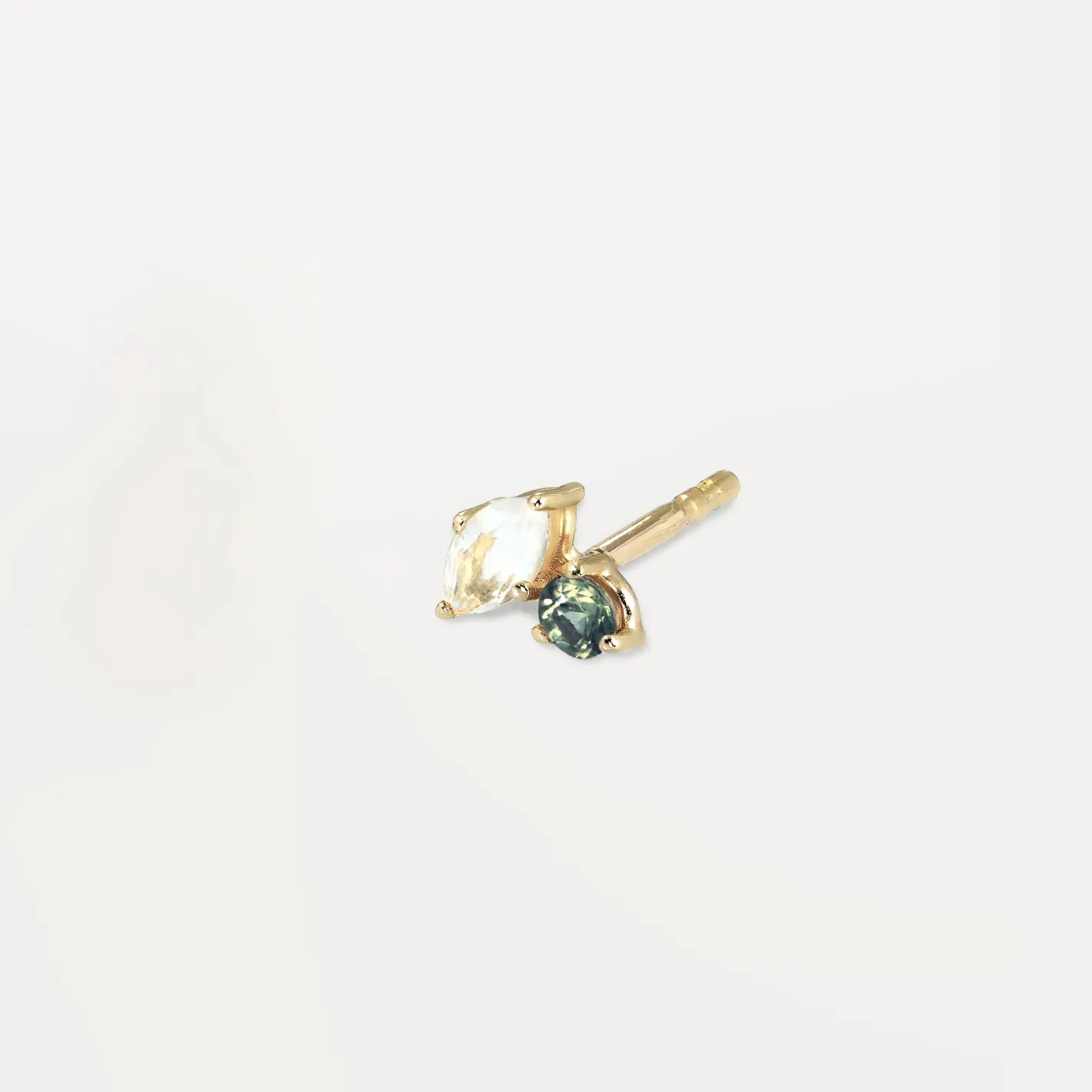 Best Sale STILNEST Mondstein & Grüner Saphir Joy Ohrstecker Ohrringe - Single | 585 Gold