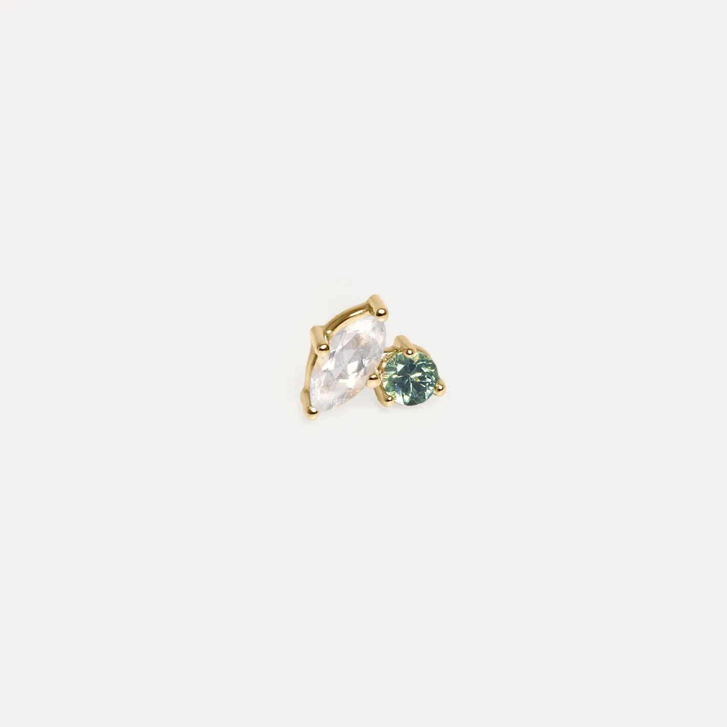 Best Sale STILNEST Mondstein & Grüner Saphir Joy Ohrstecker Ohrringe - Single | 585 Gold