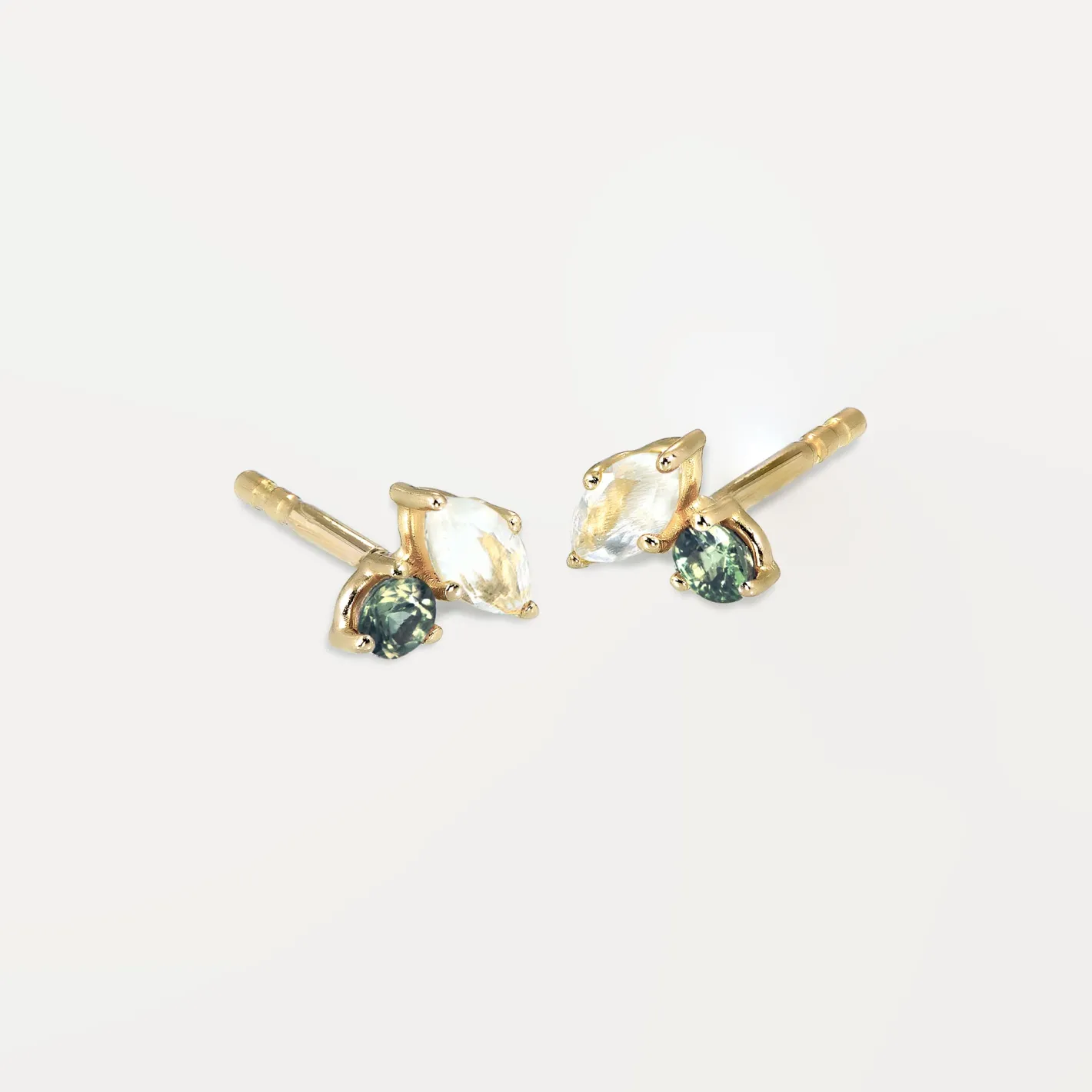 Best Sale STILNEST Mondstein & Grüner Saphir Joy Ohrstecker Ohrringe - Single | 585 Gold