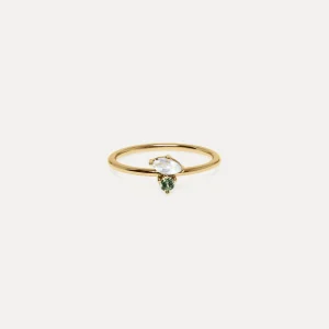 Outlet STILNEST Mondstein & Grüner Saphir Joy Solitär Ring