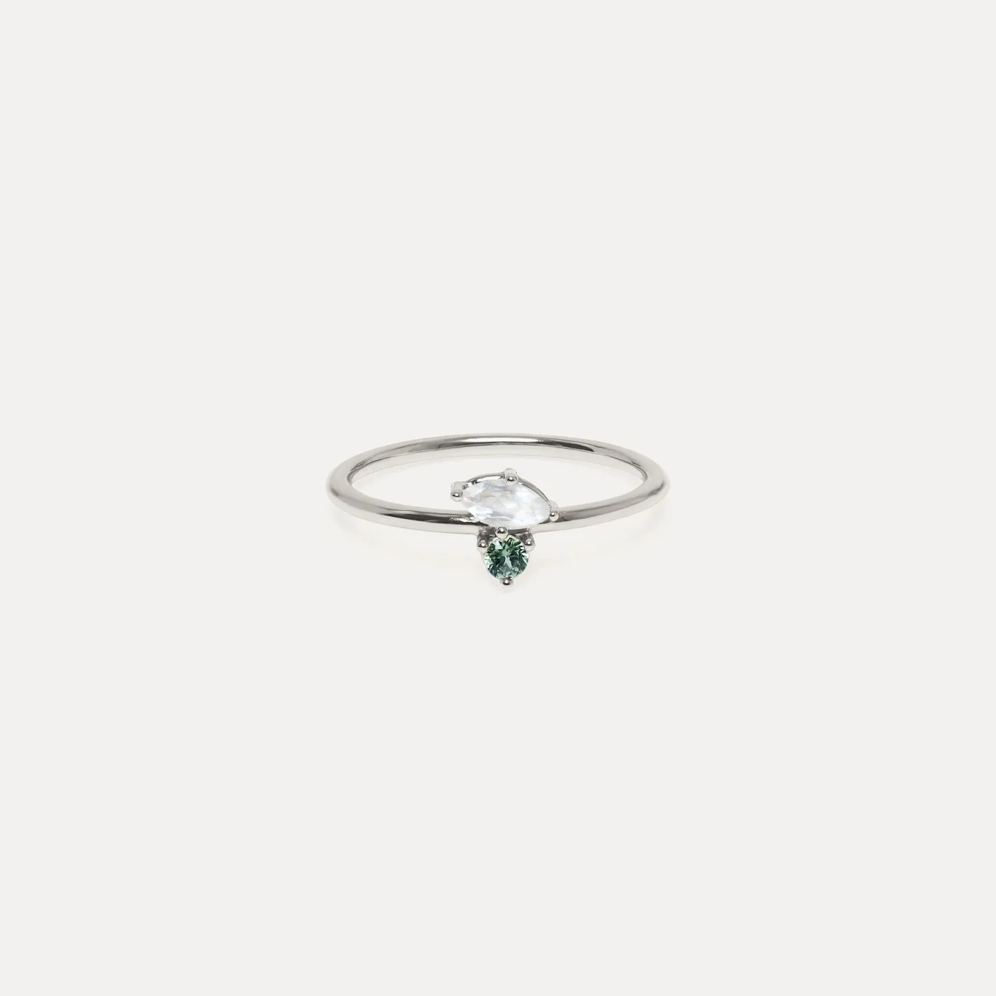 Outlet STILNEST Mondstein & Grüner Saphir Joy Solitär Ring