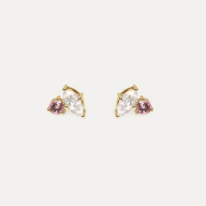 Cheap STILNEST Mondstein & Rosa Turmalin Joy Ohrstecker Ohrringe | 585 Gold
