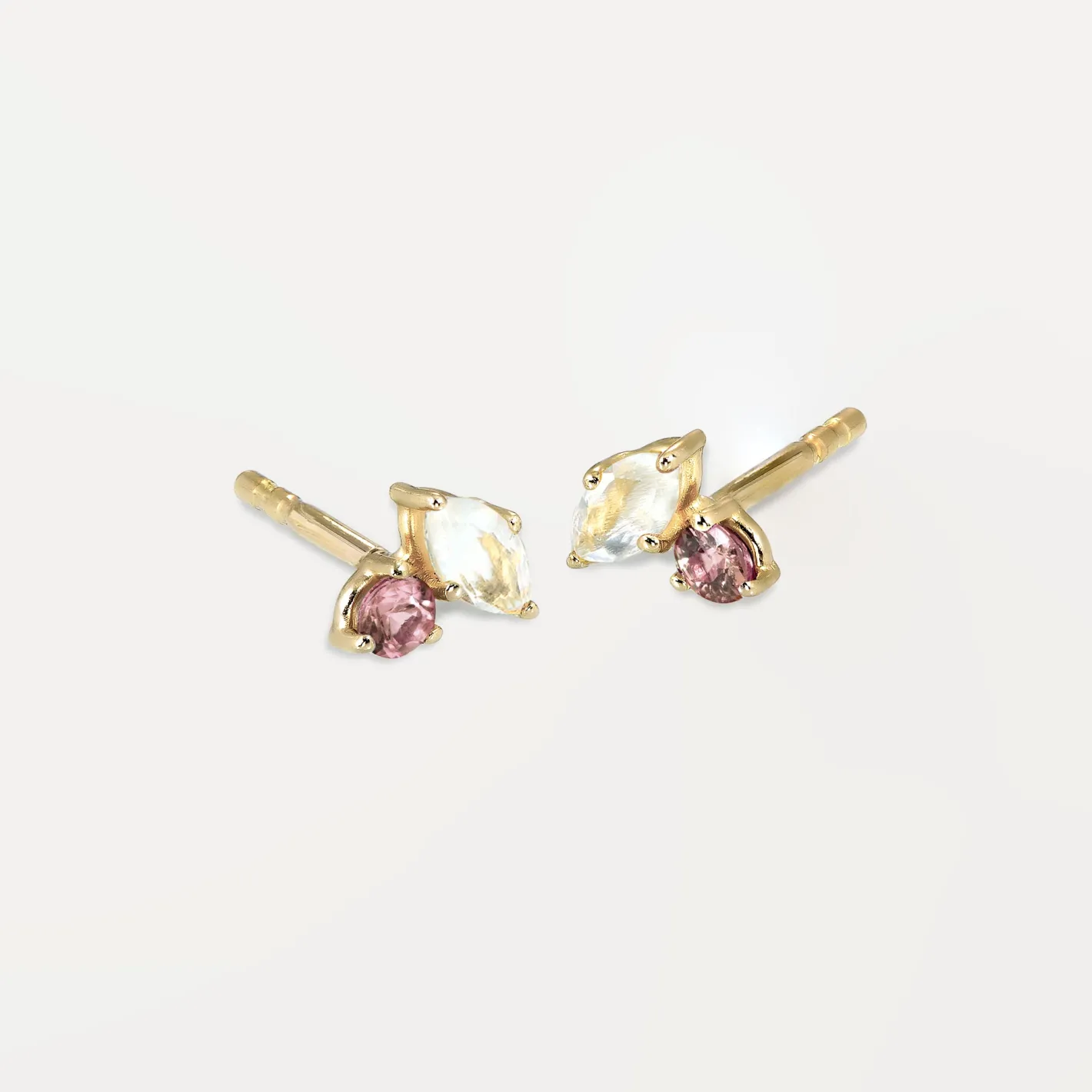 Cheap STILNEST Mondstein & Rosa Turmalin Joy Ohrstecker Ohrringe | 585 Gold