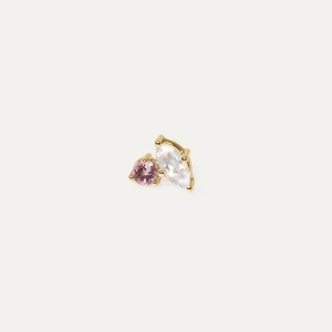 Flash Sale STILNEST Mondstein & Rosa Turmalin Joy Ohrstecker Ohrringe - Single | 585 Gold