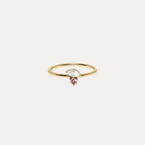 Store STILNEST Mondstein & Rosa Turmalin Joy Solitär Ring | 585 Gold