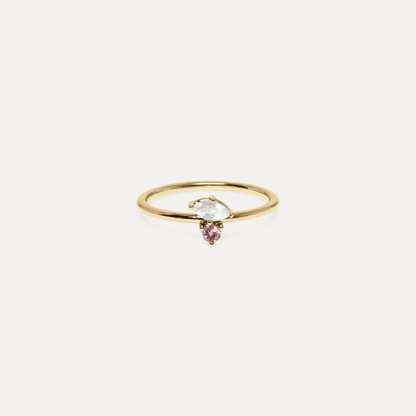 Store STILNEST Mondstein & Rosa Turmalin Joy Solitär Ring | 585 Gold