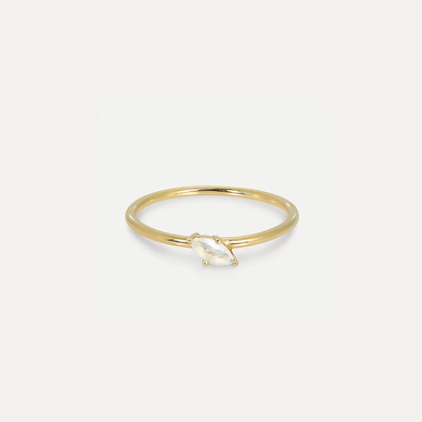 Sale STILNEST Mondstein Navette Solitär Ring | 585 Gold