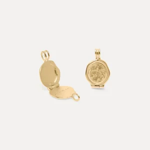 Cheap STILNEST Nouveau Flower Seal Medaillon Anhänger | 585 Gold