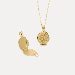 Hot STILNEST Nouveau Flower Seal Medaillon Kette | 585 Gold