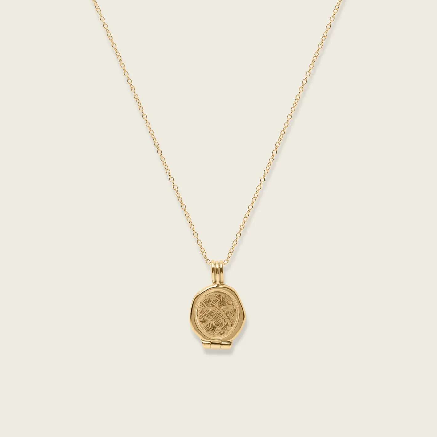 Hot STILNEST Nouveau Flower Seal Medaillon Kette | 585 Gold