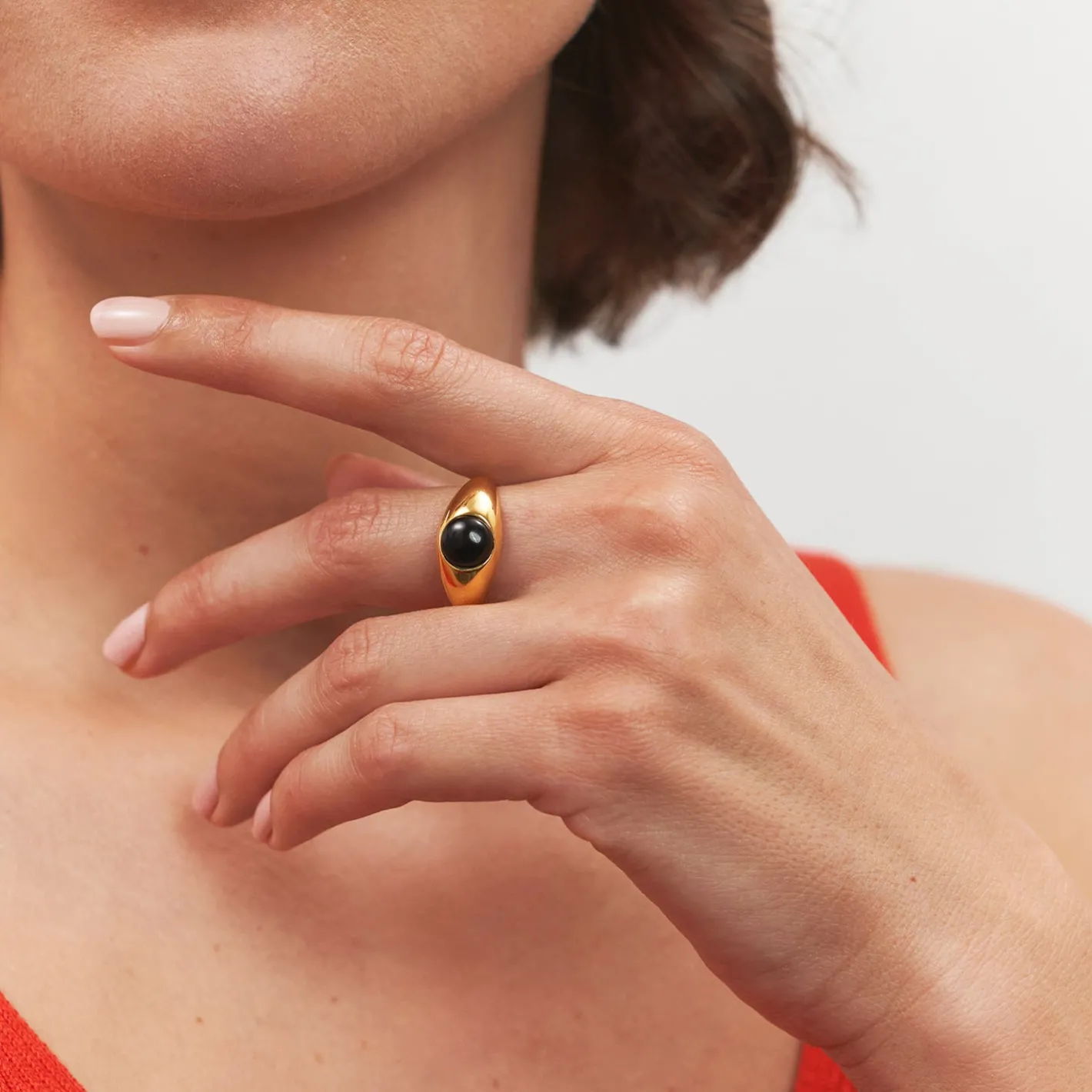 Clearance STILNEST Onyx Eden Pea Ring | 585 Gold