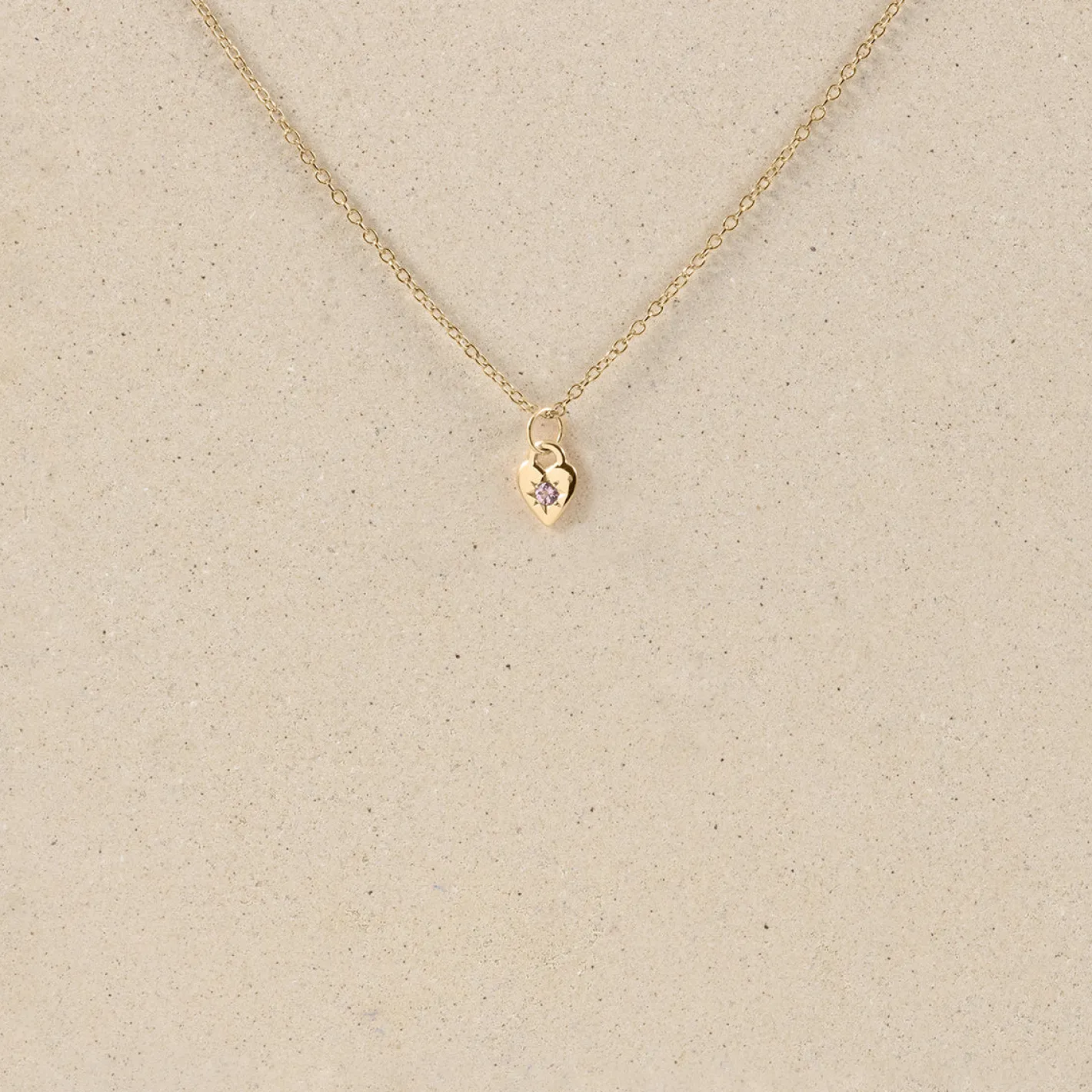 Cheap STILNEST Rosa Turmalin Heart Kette | 585 Gold