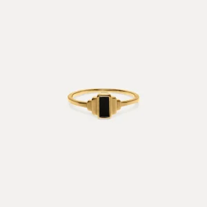 Cheap STILNEST Schwarz Enamel Retro Ring