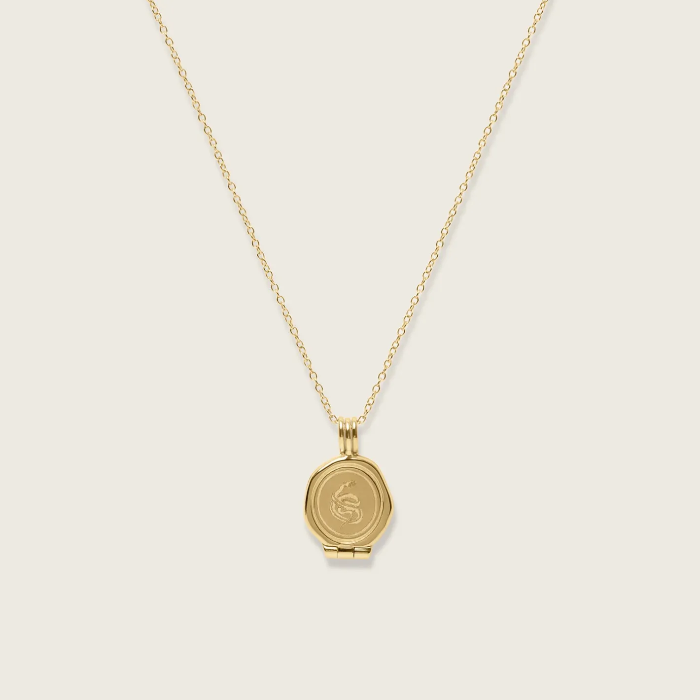 Hot STILNEST Snake Seal Medaillon Kette | 585 Gold