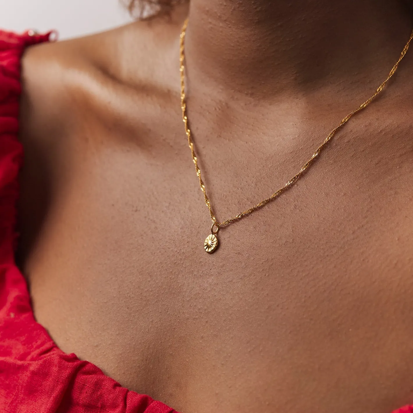 Fashion STILNEST Solar Eclipse mit Singapore Kette | 585 Gold