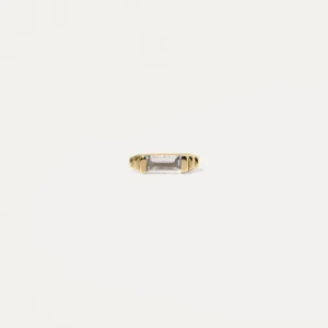 Best STILNEST Weißer Beryll Retro Ohrstecker Ohrringe - Single | 585 Gold