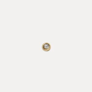 Hot STILNEST Weißer Saphir Brilliant Dot Ohrstecker Ohrringe - Single | 585 Gold