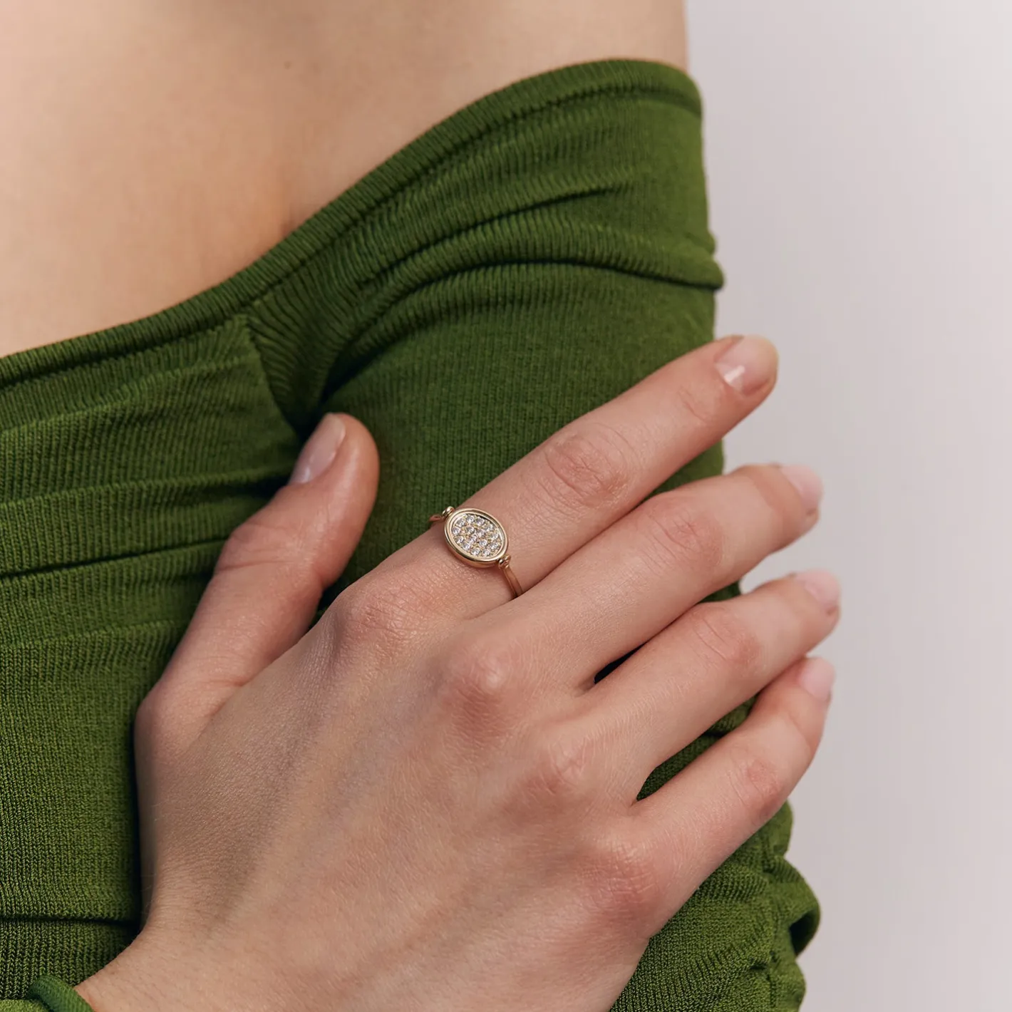Clearance STILNEST Weißer Saphir Flip Pavé Ring | 585 Gold