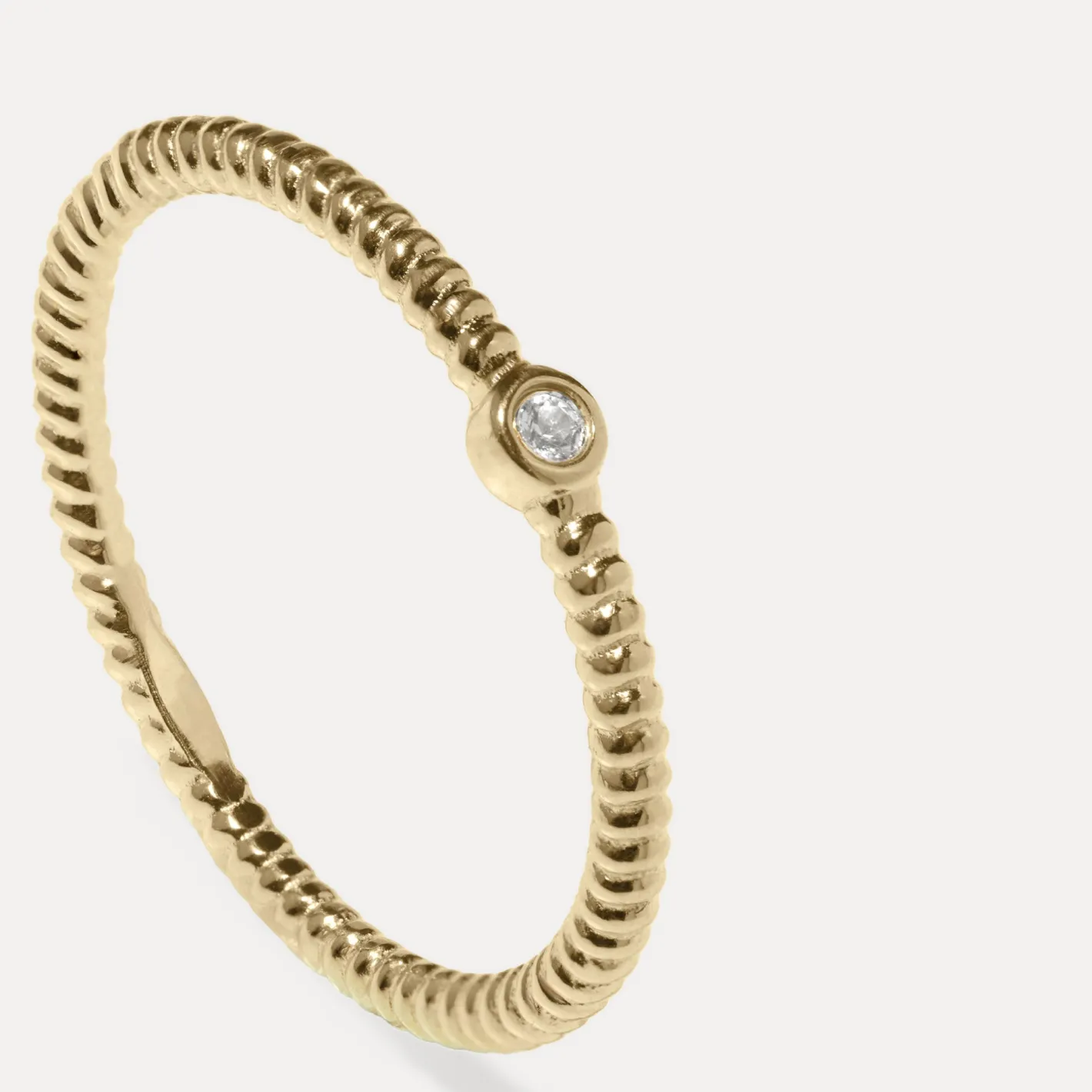 New STILNEST Weißer Saphir Snake Tail Solitär Ring | 585 Gold