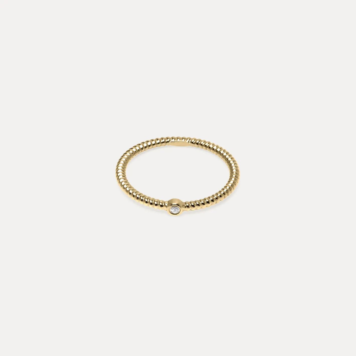 New STILNEST Weißer Saphir Snake Tail Solitär Ring | 585 Gold