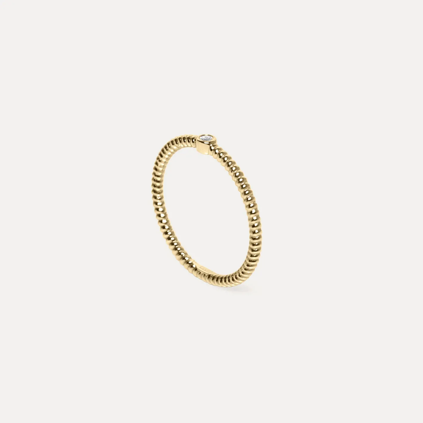New STILNEST Weißer Saphir Snake Tail Solitär Ring | 585 Gold