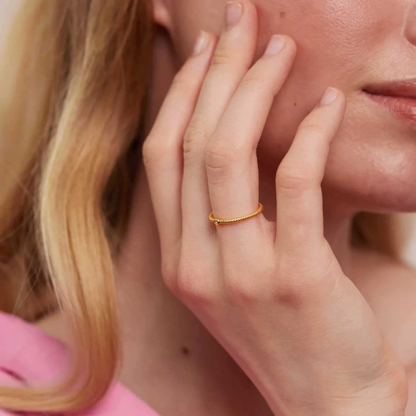 New STILNEST Weißer Saphir Snake Tail Solitär Ring | 585 Gold