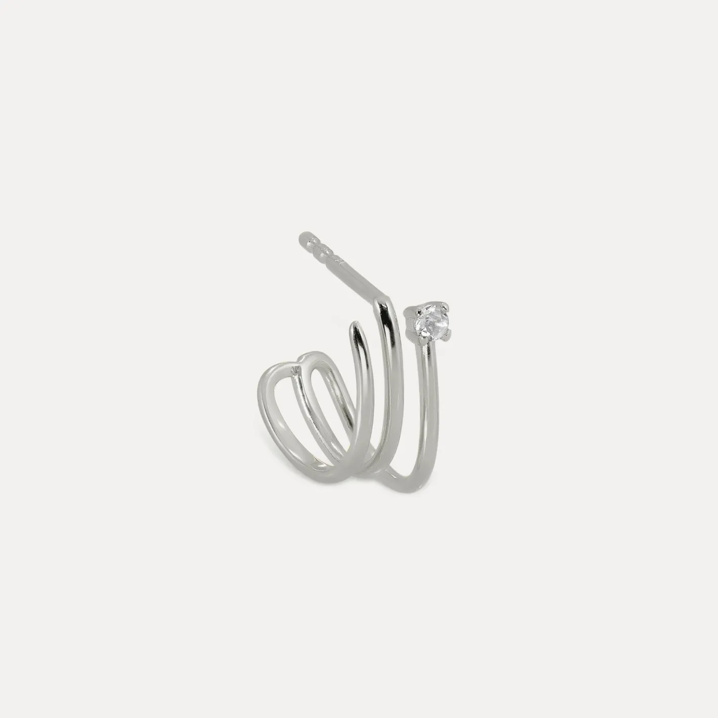Store STILNEST Weißer Saphir Trine Huggies Ohrringe - Single | 585 Gold