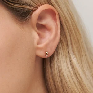 Store STILNEST Weißer Saphir Two Dots Ohrstecker Ohrringe | 585 Gold
