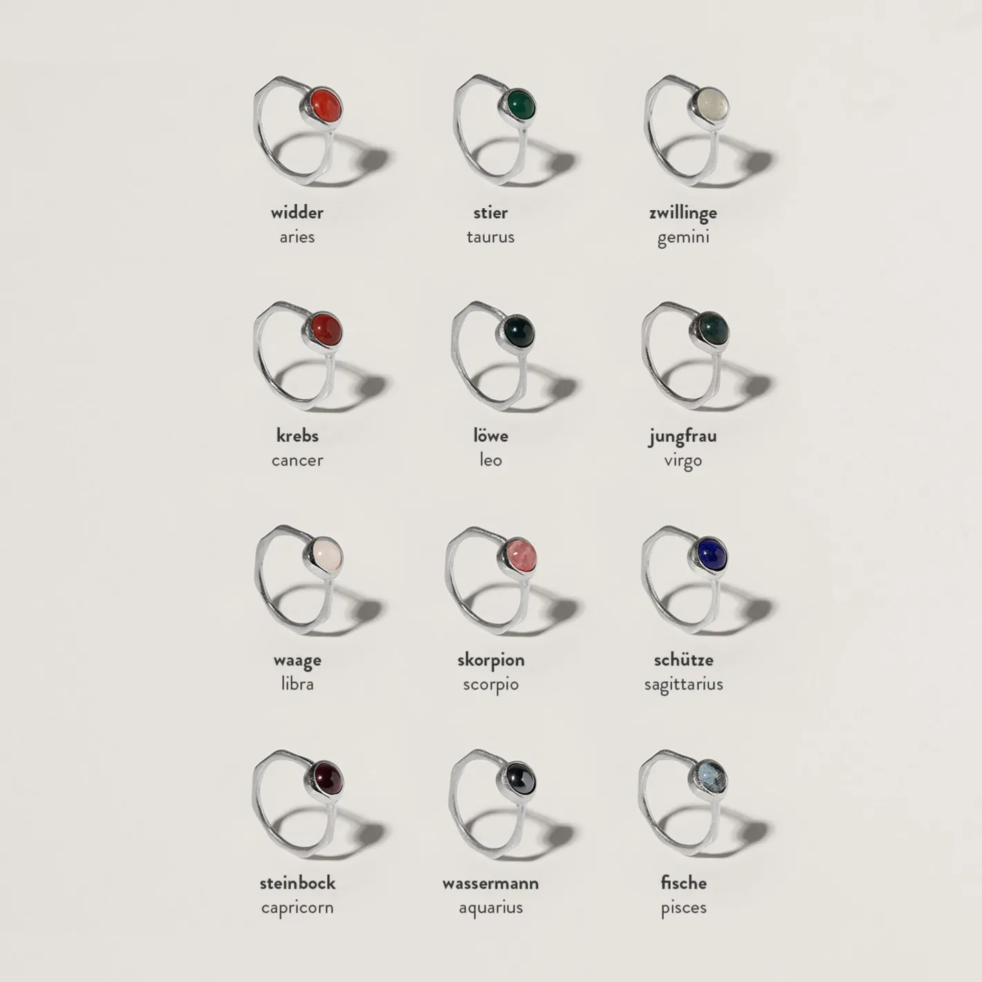 Discount STILNEST Zodiac Birthstone Ring 925 Silber
