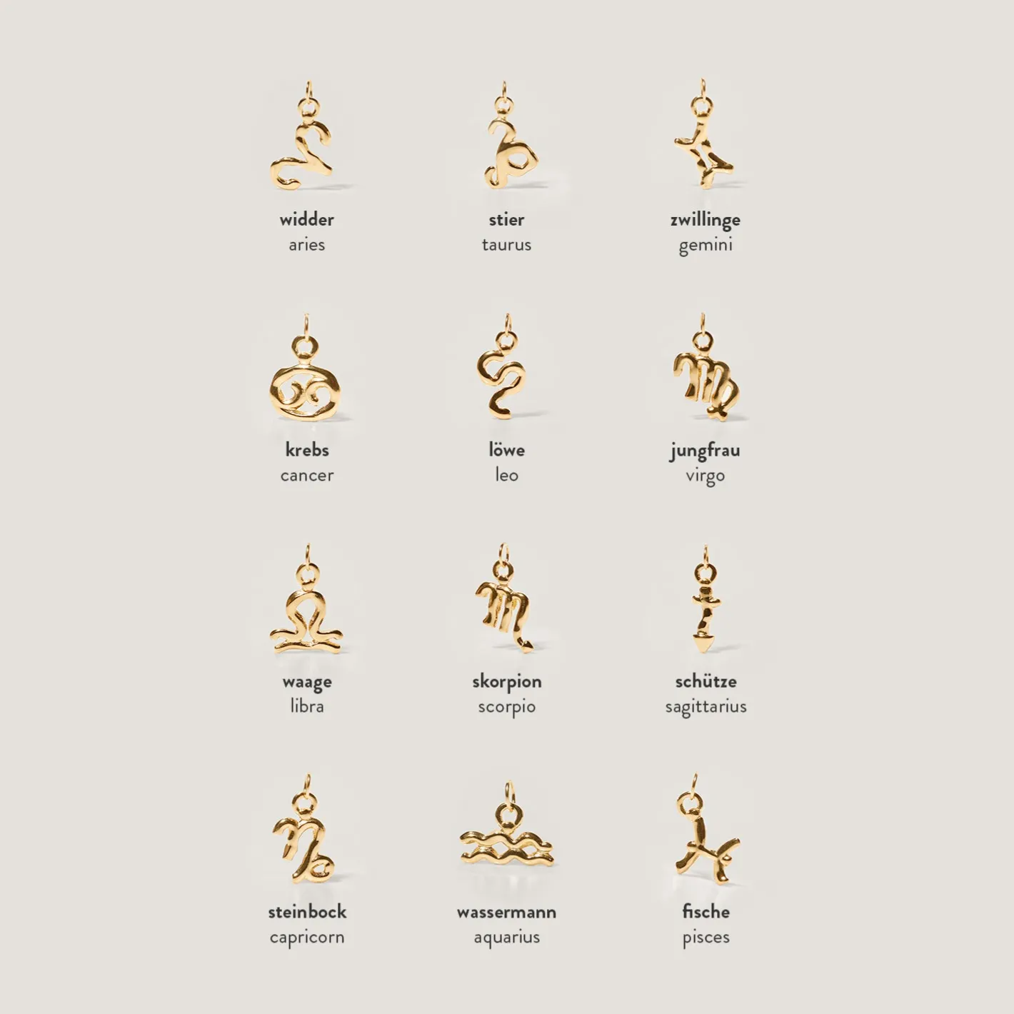 Hot STILNEST Zodiac Charm Anhänger | 585 Gold